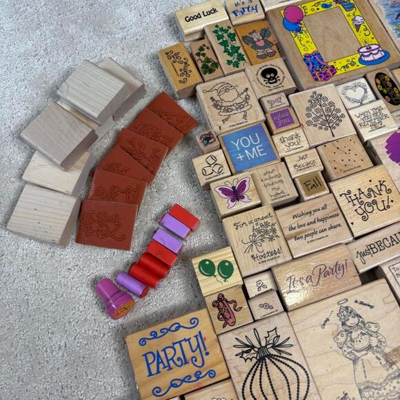 Vintage Rubber Stamp Collection 8lbs Lot 80s 90s 00s Holiday Flowers Animal Etc - Picture 5 of 5